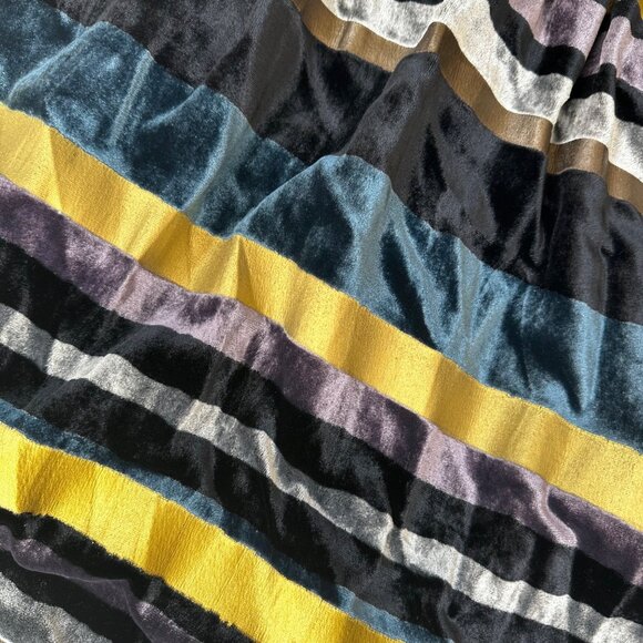 NWT Anthropologie Wolven Striped Velvet Gold/Blue/Purple Mini Strappy Dress S 14 - Picture 3 of 8